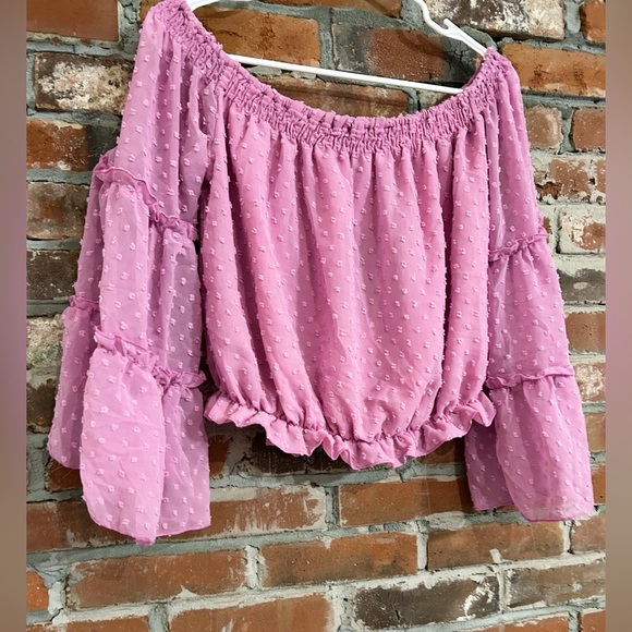 Alredine Swiss Dot Off The Shoulder Top Size L - Picture 3 of 7